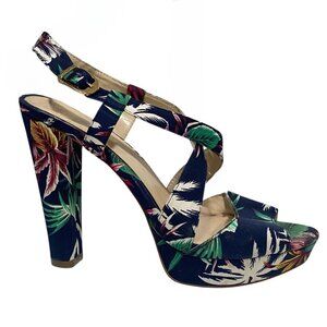 Bakers MCCOY Navy Tropical Print Heels Size 10